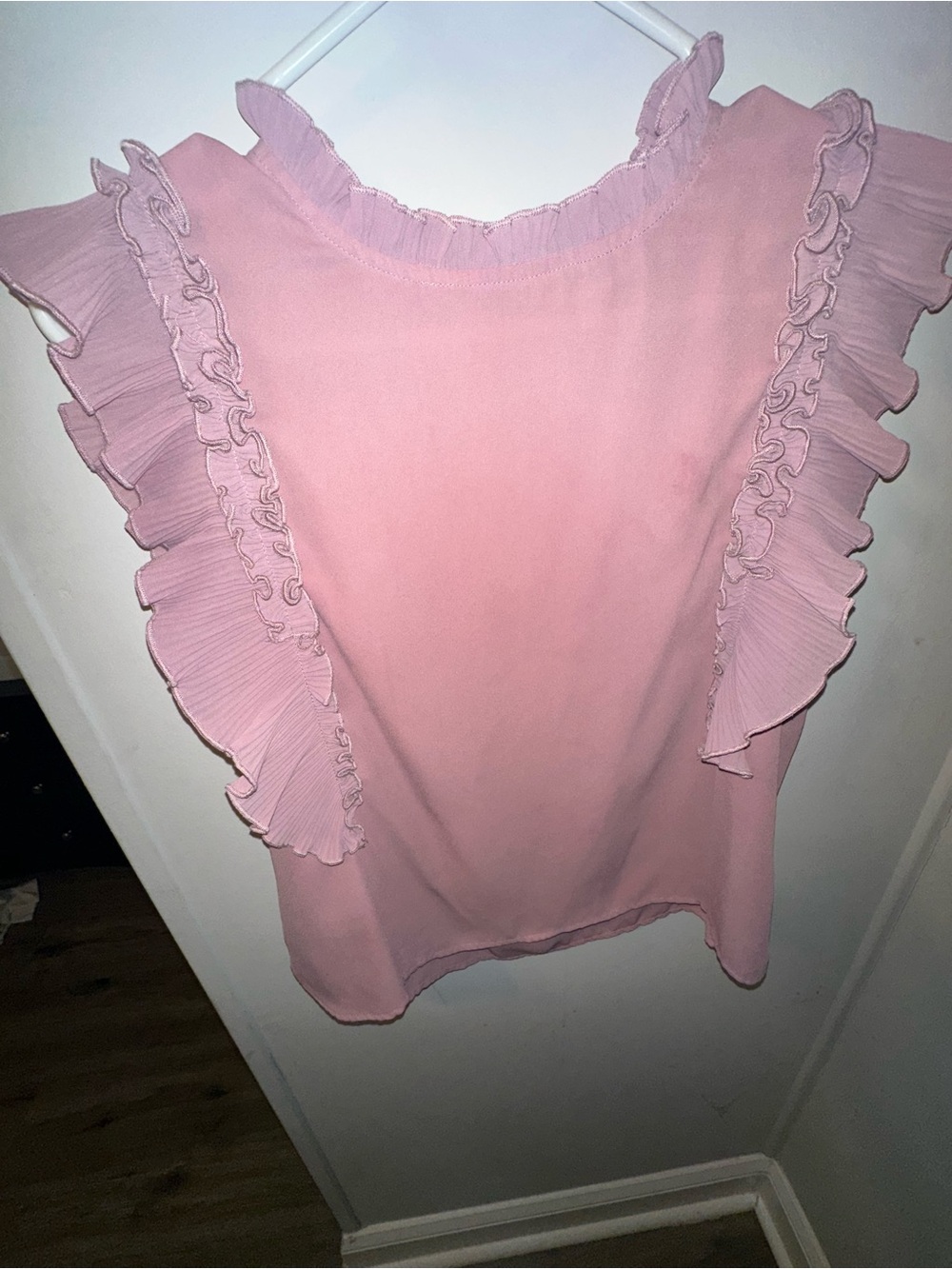 Women's Pink Ruffle Sleeve Blouse